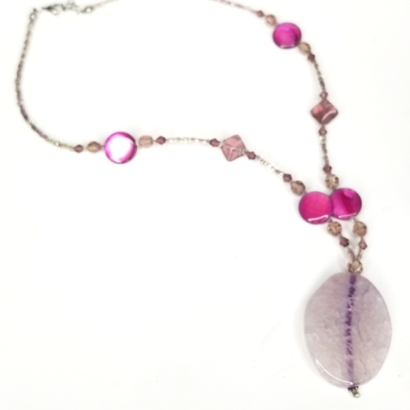 Pink Quartz Pendant Necklace EUC - Picture 7 of 12